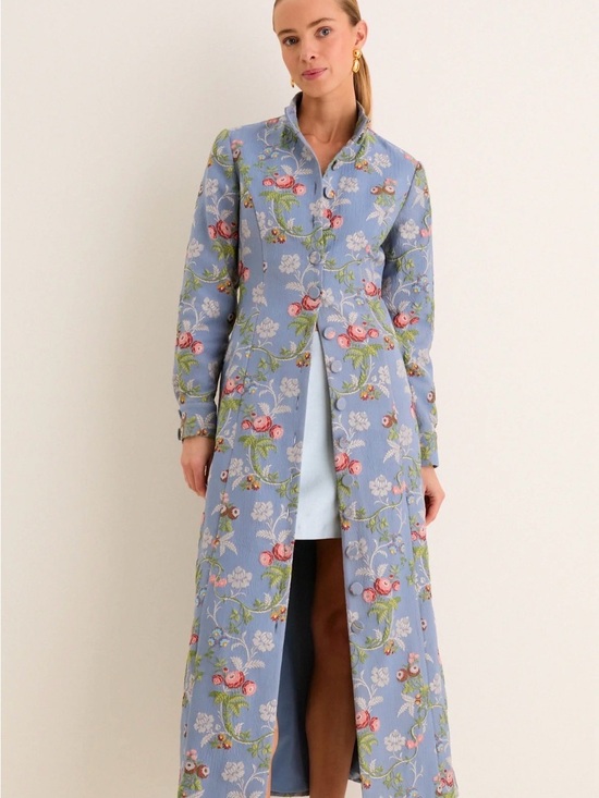 Tuckernuck Jackets & Blazers - Light Blue Floral Long Coat- Will fit more Sz Large/ XL
